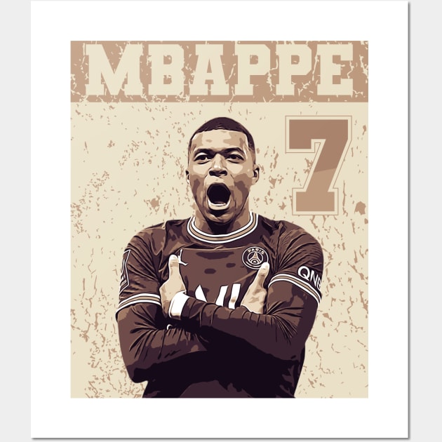 Mbappe 7 | Brown vintage Wall Art by Aloenalone